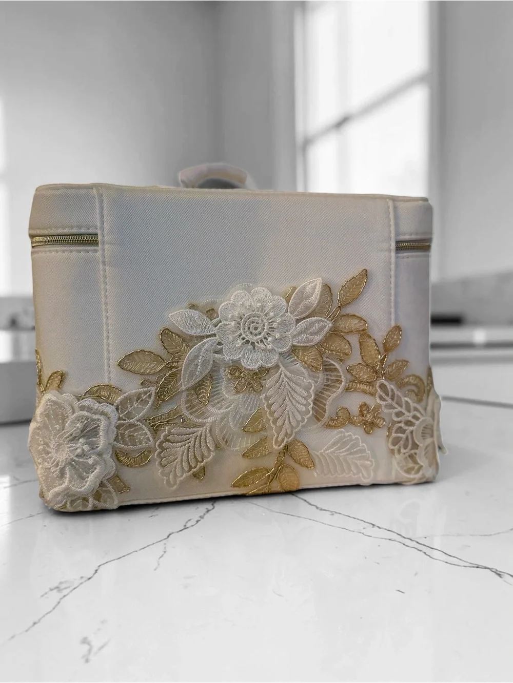 GWP Dior Cosmetic Bag in floral lace, towel, round Pouch, vanity pouch large